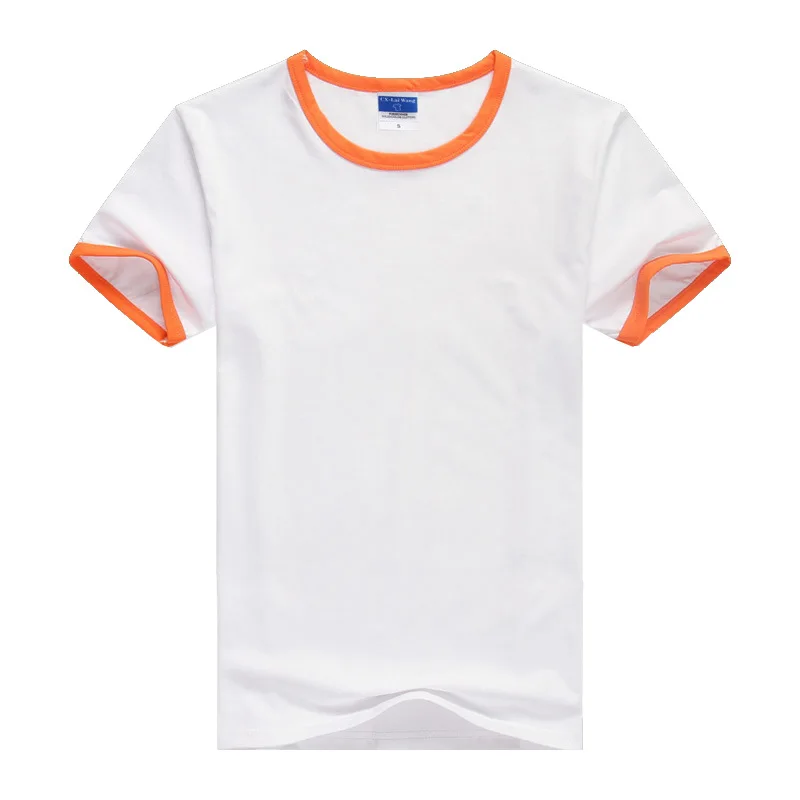 Стиль Рок Летняя мужская футболка с коротким рукавом футболки повседневные белые с контрастным воротником и рукавами футболки для мужчин MT-1428 - Цвет: Оранжевый