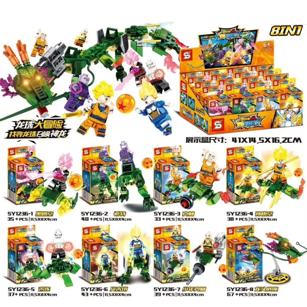 

8Pcs Marvel Avengers Super Heroes Dragon Ball Violett Krillin Dragon Building Blocks Bricks Toy For Girls Compatible With Lego