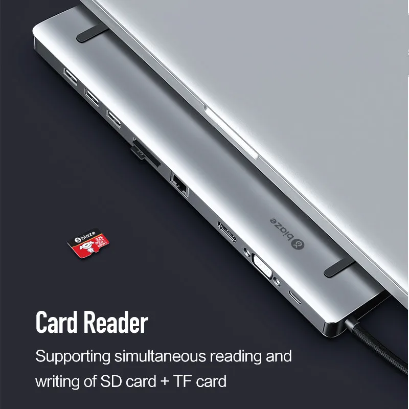 Biaze Мульти USB C концентратор к HDMI USB 3,0 type C концентратор VGA RJ45 кард-ридер адаптер для MacBook Pro huawei Notbook 12 в 1 type-C концентратор