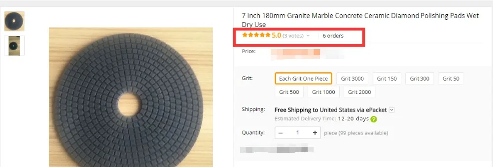 7 Inch 180mm Granite Marble Concrete Ceramic Diamond Polishing Pads Wet Dry Use