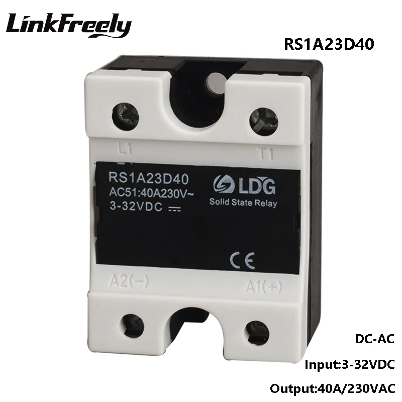 

RS1A23D40 5pcs Triac Solid State Relay 40A,Output 24-280VAC Input 3V 5V 12V 24V 32V DC AC SSR,Soft Starting Relay Board Switch