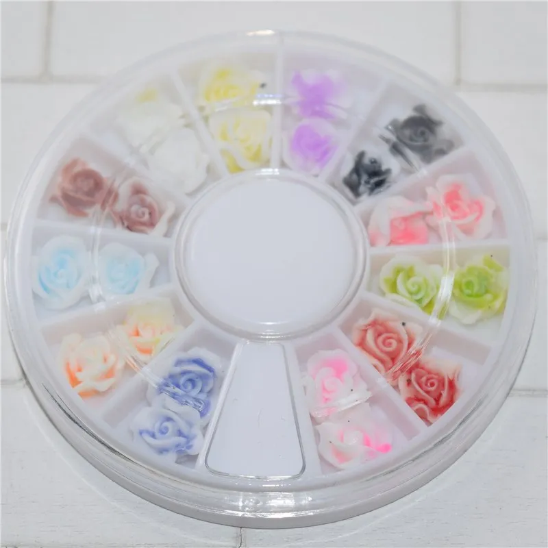 Polymer Clay 12 color flower Fimo 3D Nail Art Decorations Glitter DIY Charm Nails Tools YP0063d