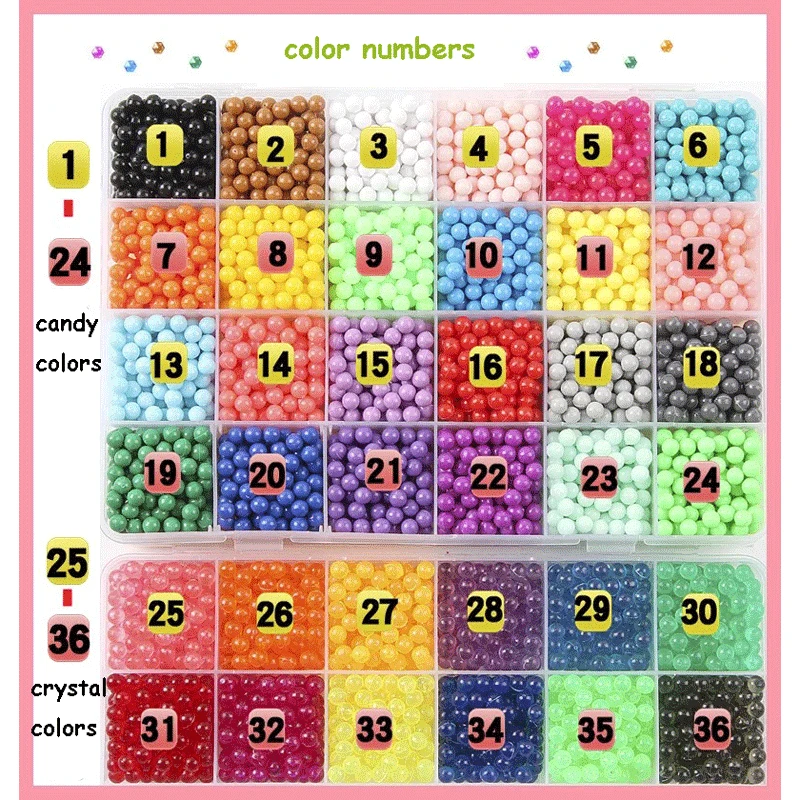 Mix Colors 6000pcs 5mm Aqua Molds Perlen Magic Water Spray Beads Children 3D Aqua Toys Set Educational Kids Toys Arts Craft