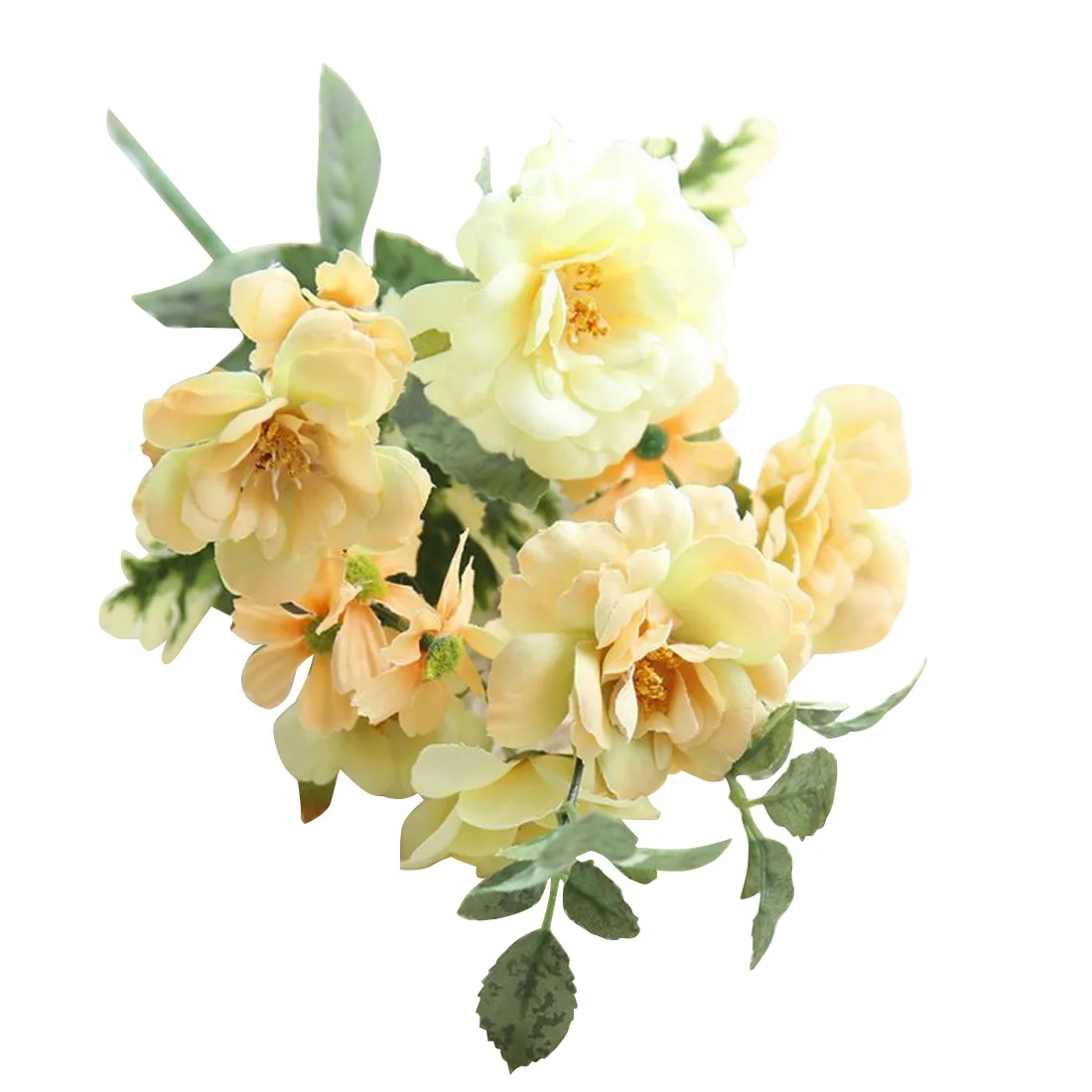 Вечерние искусственные гибридные розы камелии, шелковые цветы, маленький букет Флорес, украшение для дома, свадьбы, свадьбы, искусственные цветы - Цвет: Champagne