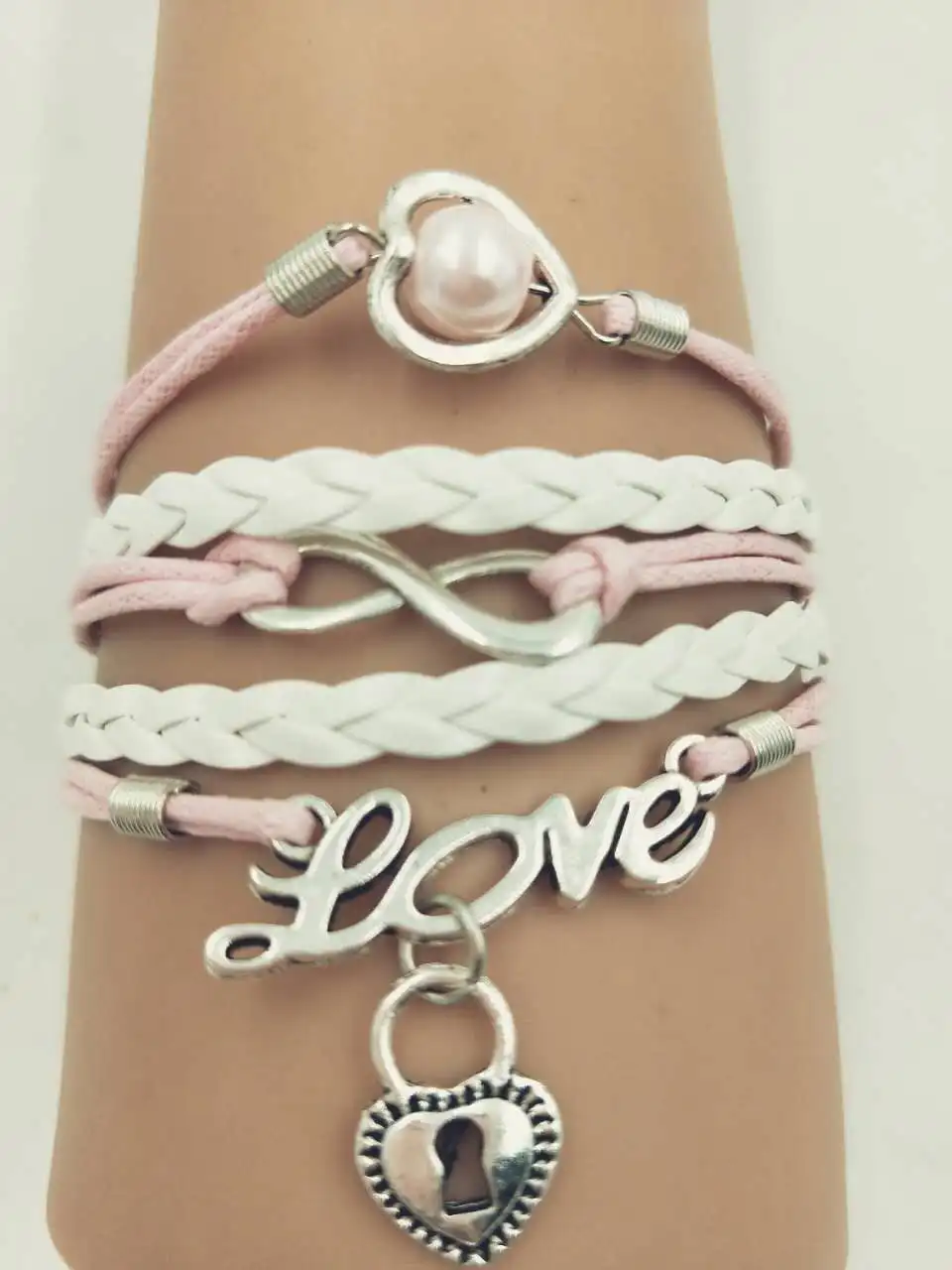 Кожаный браслет розовые браслеты с подвесками для женщин подарок ювелирных изделий