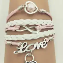 Кожаный браслет розовые браслеты с подвесками для женщин подарок ювелирных изделий