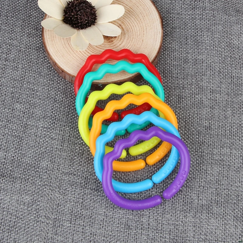 

24Pcs Baby Teething Ring Colorful Rainbow Rings Stroller Gift Decoration Toys
