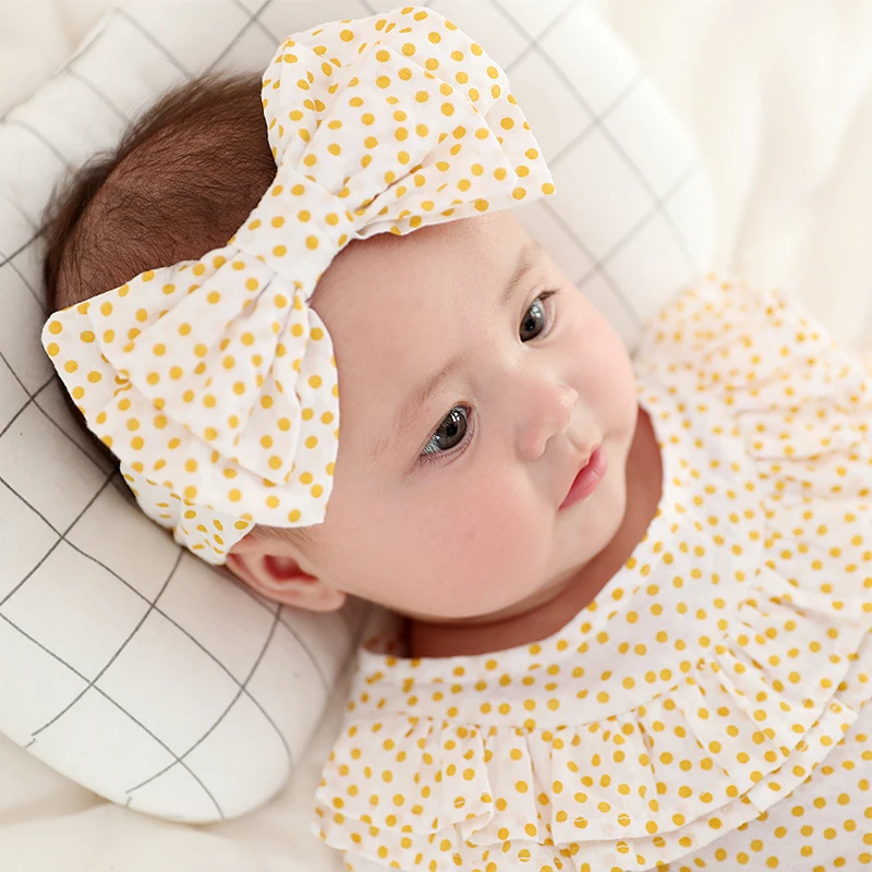 

New Polka Dots Infant Girls Turban Newborn Toddler Headband Cotton Elastic Baby Headdress Kids Hair Band Girl Bow Knot
