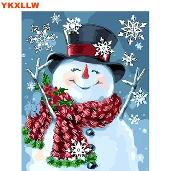 

Snowman Winter Picture Painting By Numbers Kits Abstract Paints Number Oil Painting Drawing Pictures On Canvas living room Decor