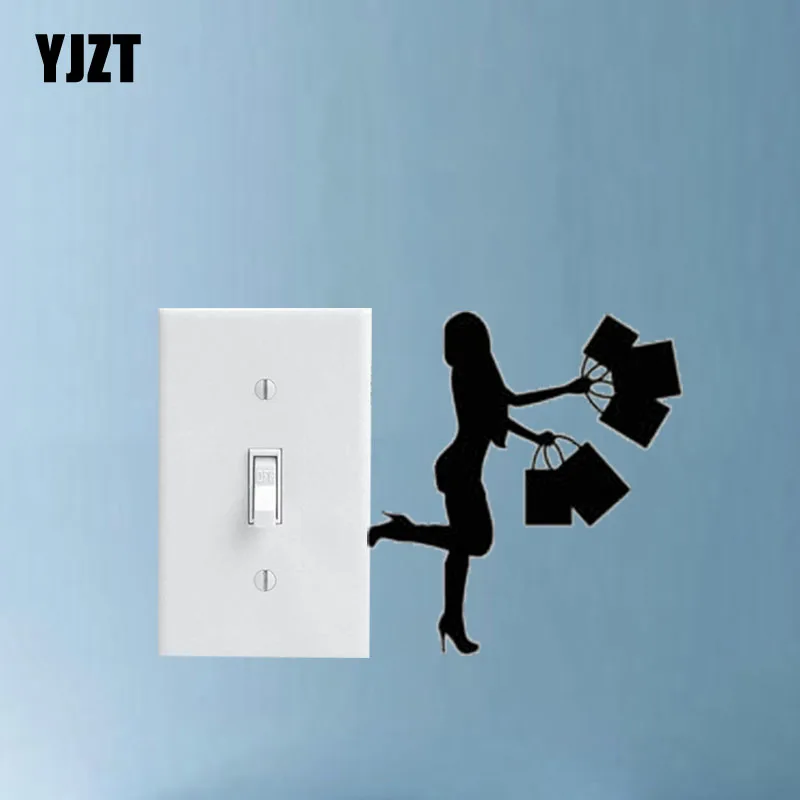 

Shopping Women Girl Silhouette Switch Decals Vinyl Home Room Door Wall Sticker Black 7SS0838