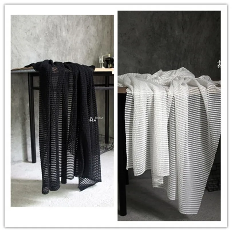 

45cm*150cm/piece Concave and convex texture three-dimensional stripe elastic mesh dress diy fabric designer fabrics