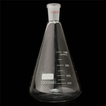 

Kicute Excelletn Quality 24/40 1000ml/1L Glass Erlenmeyer Flask Conical Bottle Lab Chemistry Glassware Supplies