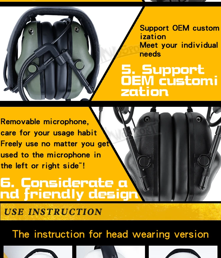 New Tactical Headsets Hunting Training Hearing Protective Headset for Airsoft Shooting Military Wargames Headphone