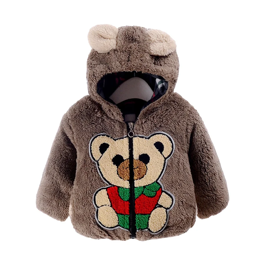 Famli Newborn Baby Winter Fur Coat Toddler Kids Casual Cartoon Warm Thick Hooded Jacket Infant