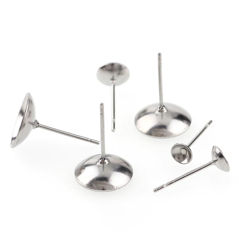 

4/5/6/10mm Stainless Steel Bowl Head Pin Stud Earring Needles Earnuts Ear Post Plugging Setting DIY Earring Earstud Findings