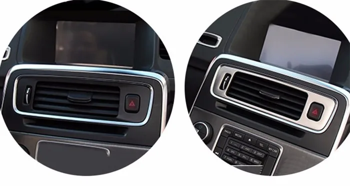 Car console air conditioning vent decorative cover trim interior stainless steel strip air outlet 3D sticker for Volvo S60 V60  (15)