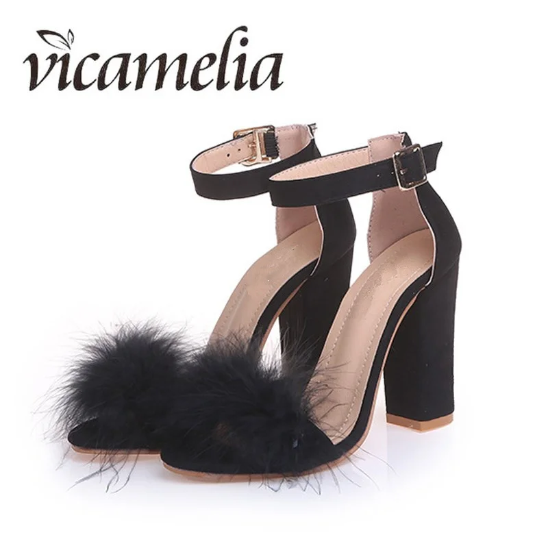 Vicamelia/2018 женские босоножки Летние высокого качества на высоком массивном каблуке
