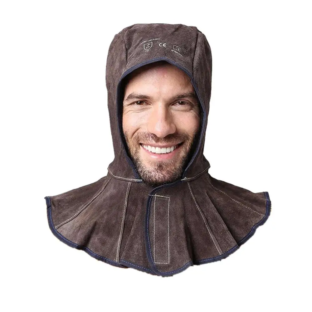 

Professional Welding Hood Cowhide Leather Welder Cap CE Flame Retardant for Welding Helmet