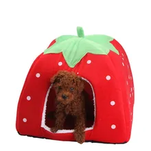 Fashion Soft Dog House Strawberry Shape Lovely Dog Bed Warm Corduroy Cute Cat House Pet Bed For Cat And Small Medium Dogs