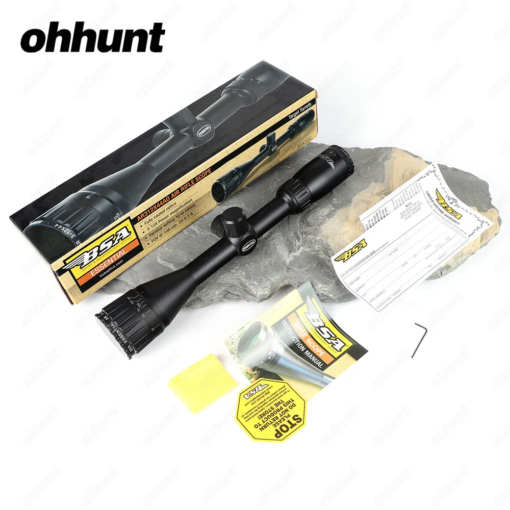 

Tactical BSA Essential AR 3-12X44 AO Air Gun Mil-dot Rifle Scopes Hunting Shooting Riflescopes with Lens Cover