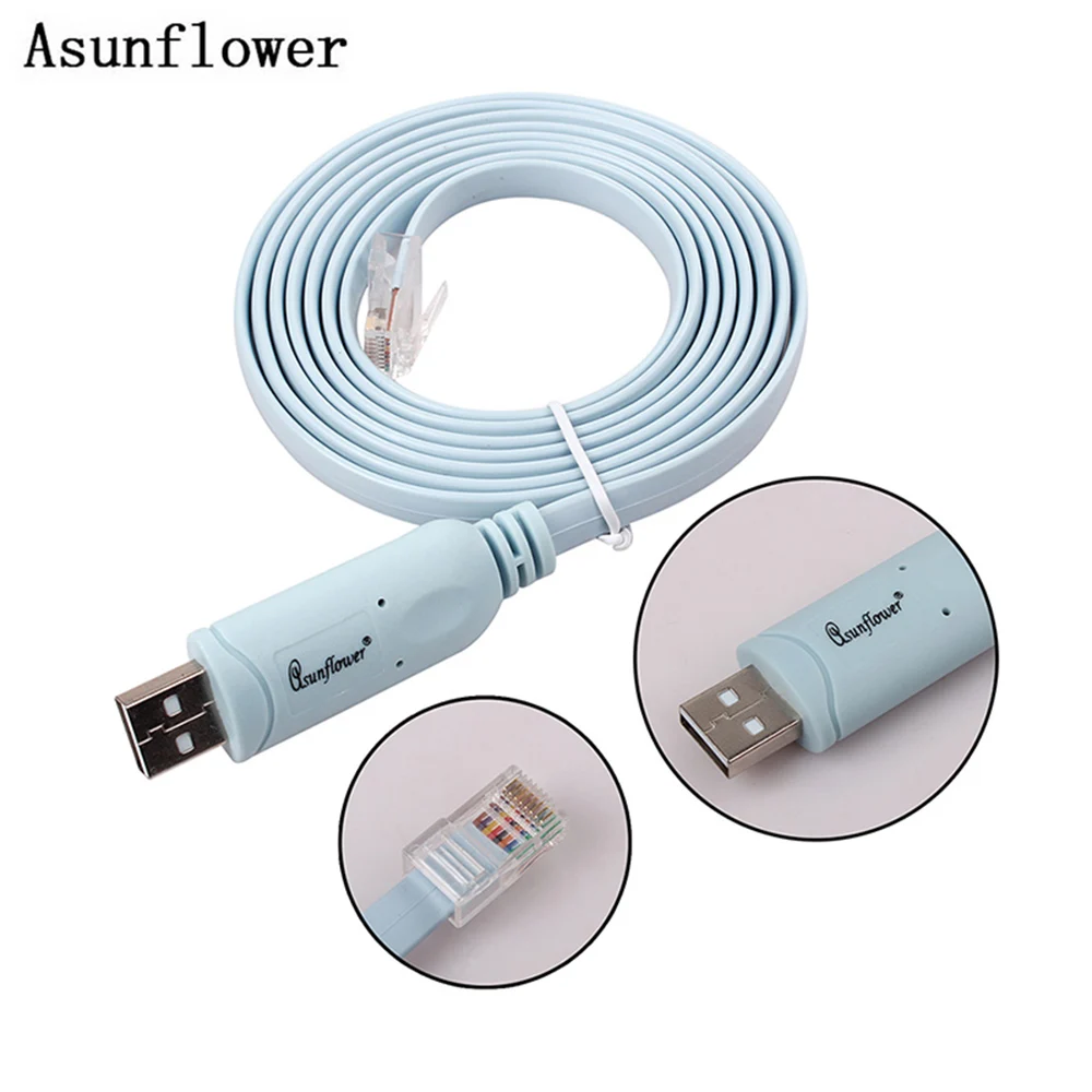 Asunflower USB Extension RJ45 Cisco Console Cable FTDI USB FT232R chip + RS232 Level Shifter 1.8M For Cisco H3C HP huawei router цена Asunflower USB Extension RJ45 Cisco Console Cable FTDI USB FT232R chip + RS232 Level Shifter 1.8M For Cisco H3C HP huawei router цены онлайн