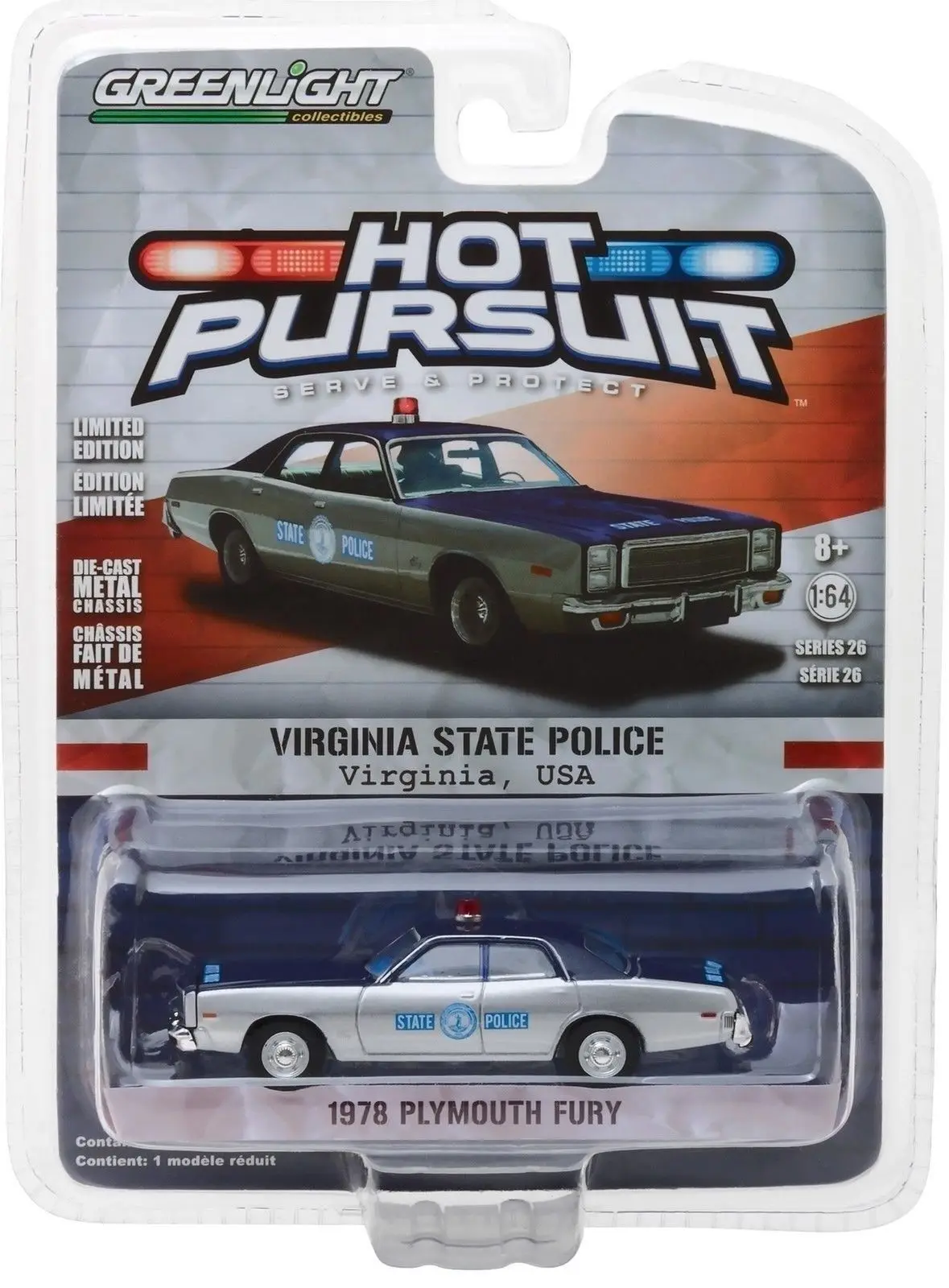 

GL 1:64 1978 PLYMOUTH FURY VIRGINIA STATE alloy model Car Diecast Metal Toys Birthday Gift For Kids Boy