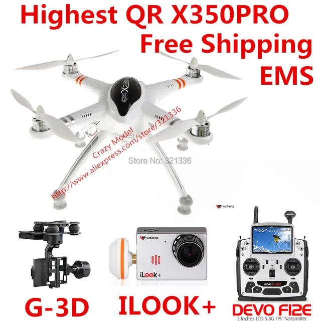 $1166,99 Highest Walkera QR X350 Pro Perfect RTF RC FPV Quadcopter DEVO F12E Transmitter iLook Camera 