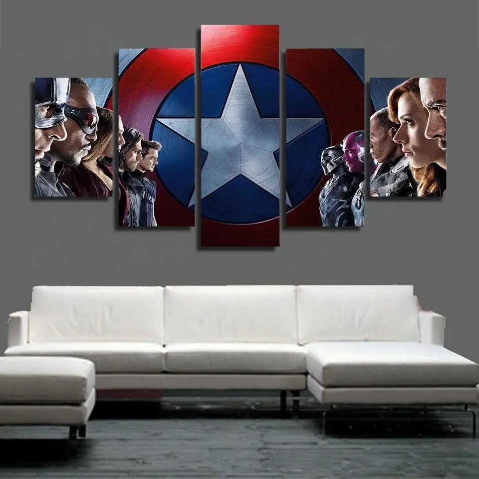 hot sell in 2018 modern art Marvel Avengers 5 Piece High Resolution
