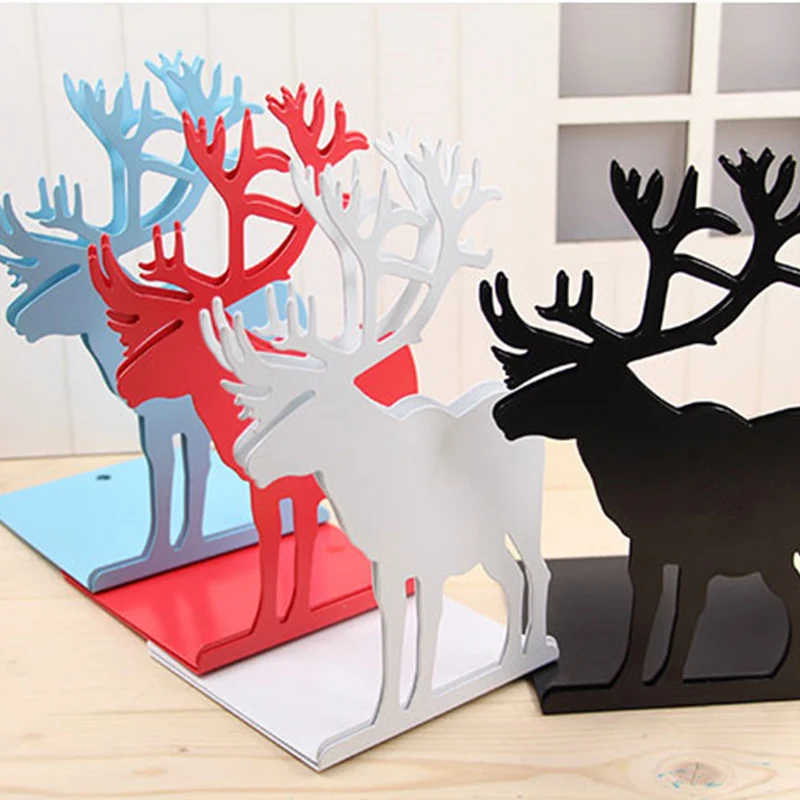 Deer Reindeer Bookends Book Stand Paint Iron Student School and Office Stationer