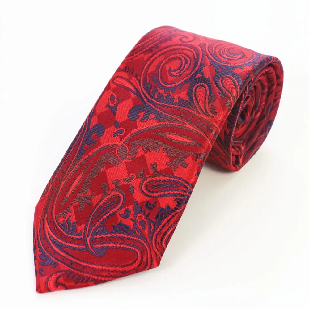 RBOCOTT Новая мода шелковый галстук 8 см коричневый Пейсли связи для Для мужчин синий цветочный Галстуки красный градиент галстук для