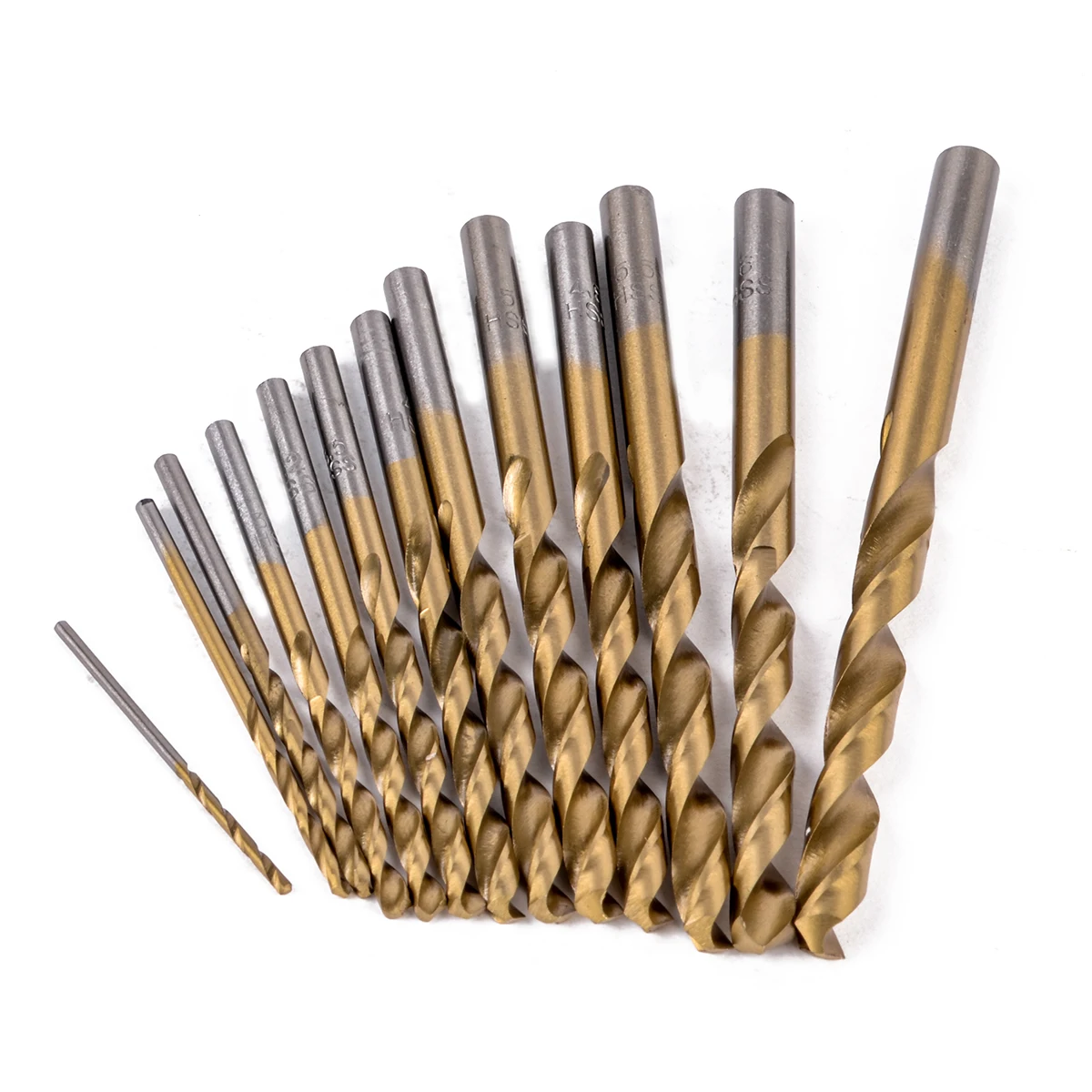13pcs Titanium Coated Twist Drill Bits High Speed Steel Woodworking Tools Set 1.5/2/2.5/3./3.2/3.5/4/4.5/4.8/5/5.5/6/6.5mm
