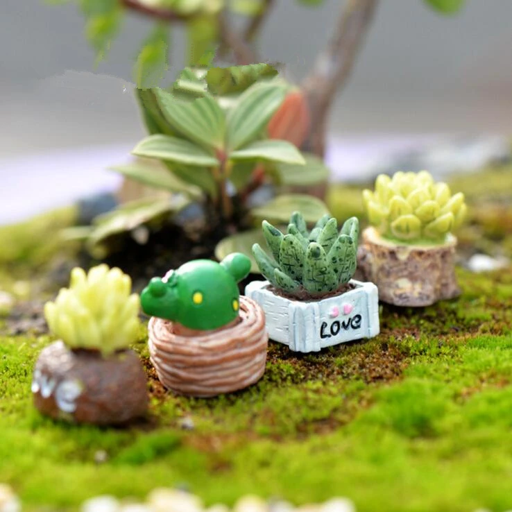 

4Pcs/1 Set Lifelike Mini Artificial Fleshy Cactus Plant Real Touch Palm Bonsai Landscape Decorative Flower Talbe Decoration