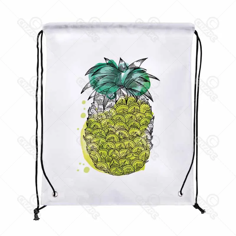 Желтый зеленый акварельный ананас абстрактный принт Drawstring рюкзак для покупок дорожна Сумка Обувь Подарочная сумка mochilas feminina