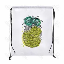 Желтый зеленый акварельный ананас абстрактный принт Drawstring рюкзак для покупок дорожна Сумка Обувь Подарочная сумка mochilas feminina