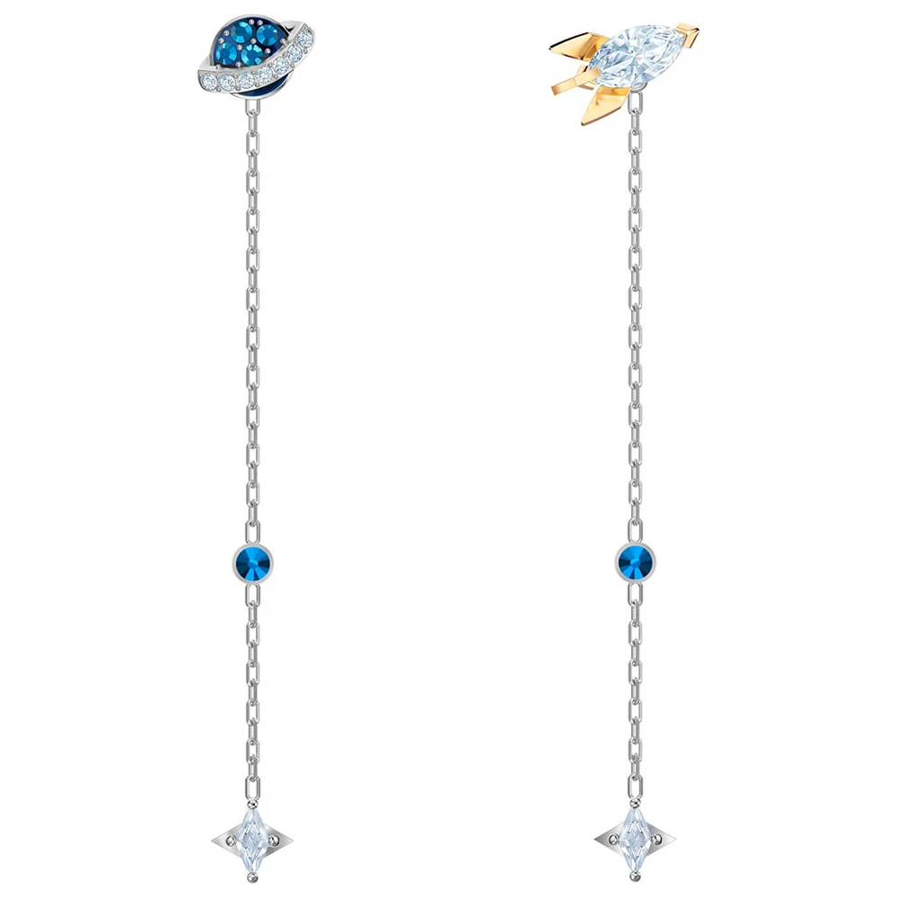 

Fanier Swa 2019 New Out Of The World Rocket Rocket Piercing Shining Toys Long Chain And Crystal Planet Asymmetric Female Earrings