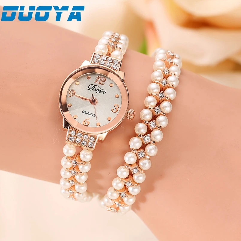 

Excellent Quality Duoya Brand Korea Luxury Brand Pearls Bracelet Watch Women Female Ladies Dress Fashion Quartz Wristwatch
