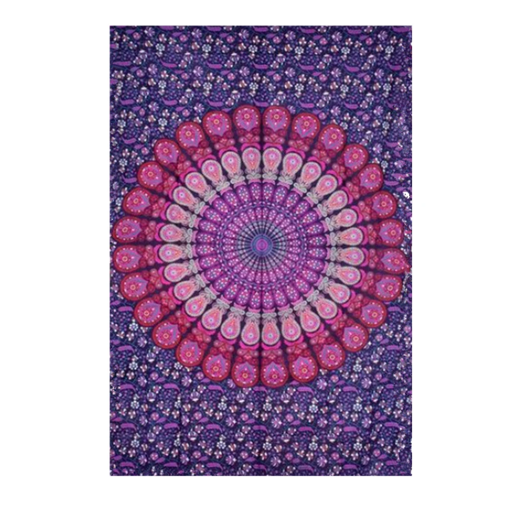 

Fashionable Wall Hanging Tapestry Tablecloth Throw Blanket Rug Round Yoga Bed Mat Beach Towel Couch Cover -Purple