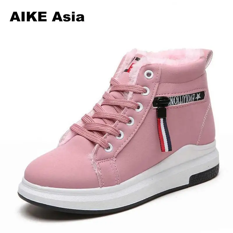 

Plush Shoes Women Winter Boots Fashion Ladies Ankle Lace Up Snow Suede Insole Black Botas Mujer Zapatos De Mujer Botas Rojas