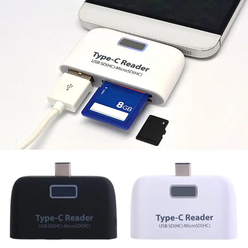 3in1 USB 3,1 Тип C USB-C TF Micro SD OTG Картридер для Macbook телефона Tablet