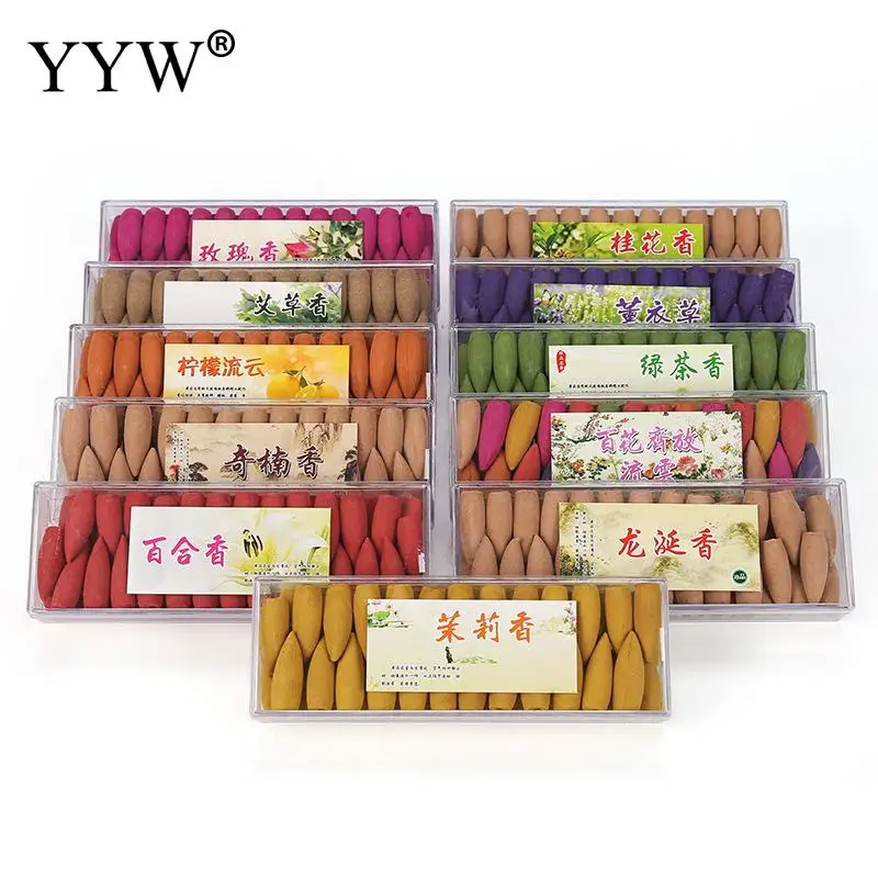 

52pc/Box Cones Aromatherapy Oud Perfume Wierook Sandalwood Flower Scent Backflow Incense Cones India Home Scent Aroma Diffuser