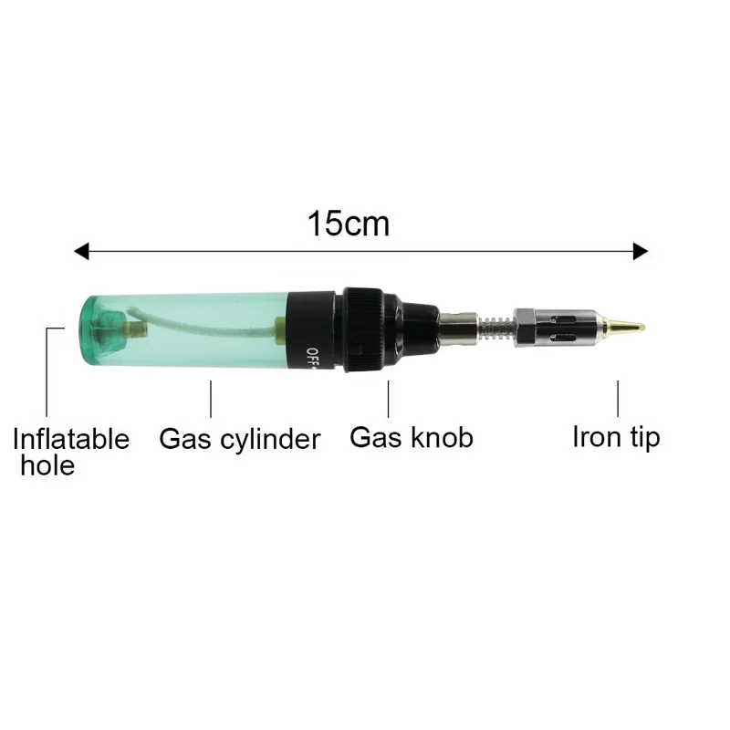 1300 Celsius Butane Gas Iron Cordless Butane Tip Tool Welding Pen Burner Blow Torch Gas Soldering Welding Soldering Irons - Цвет: Green