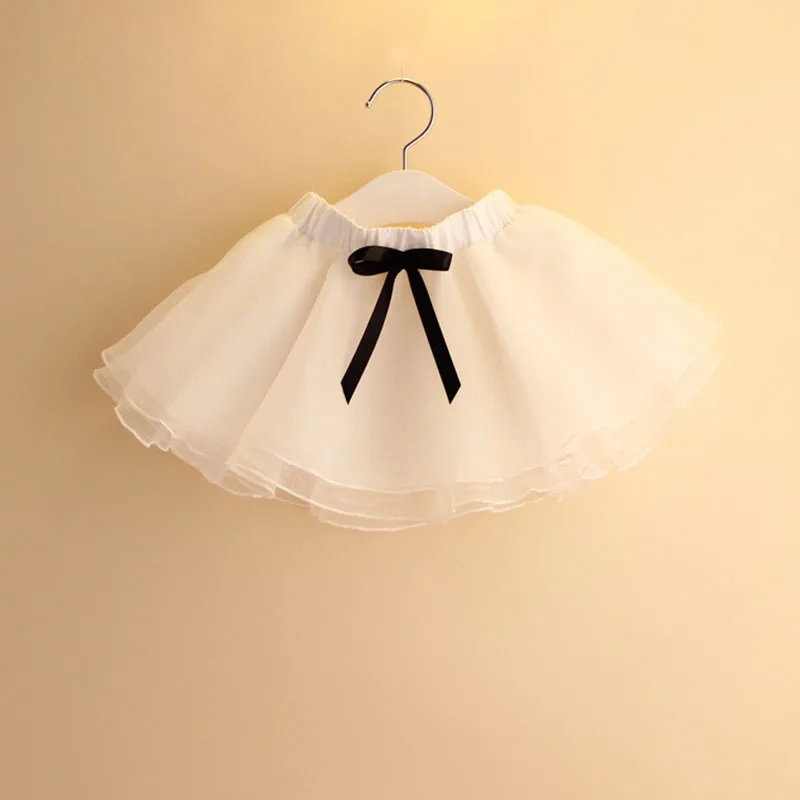 Летние мини-юбки для маленьких девочек пышные Детские бальные юбки-американки с бантом для балета, детская юбка пачка, фатиновые юбки для танцевальной вечеринки для девочек, От 2 до 6 лет - Цвет: White