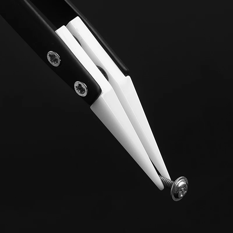 

Ceramic Tweezers with Stainless Steel Handle Curved Aimed Tweezers Silver/Black -Y103