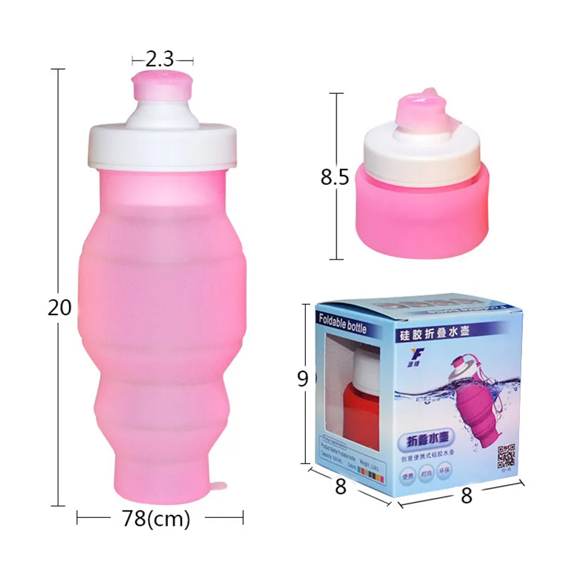 Креативные силиконовые спортивные кружки 520 мл складные взрослые детская бутылка для воды портативные большие емкости складные чашки дорожные спортивные бутылки