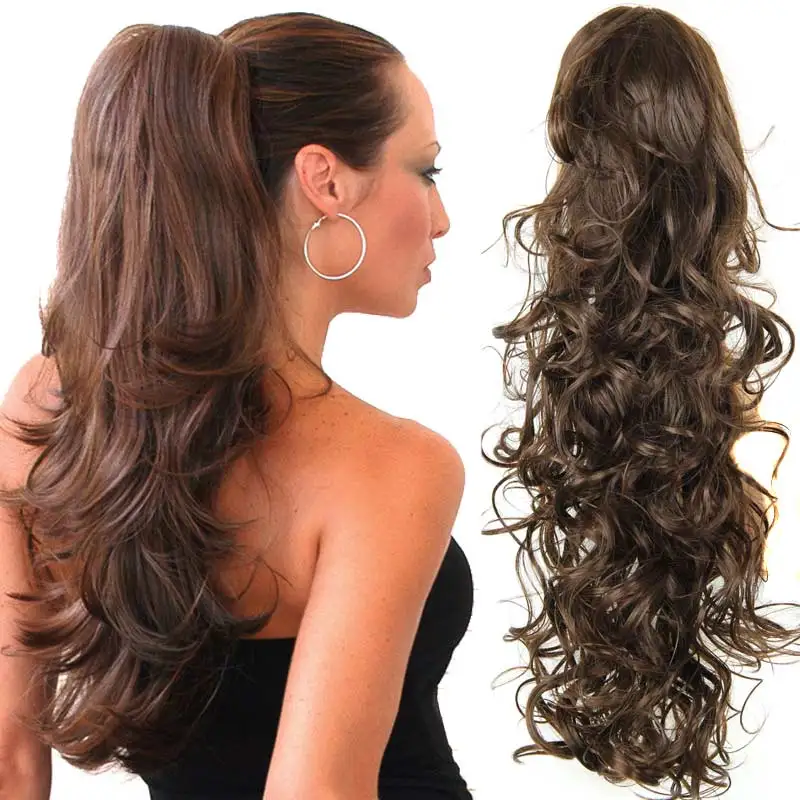 20 Long Fake Hair Ponytails Sex Apply Hair Extension Synthetic Claw Drawstring Hairpiece False Hair Pony Tail Tress Hairpieces