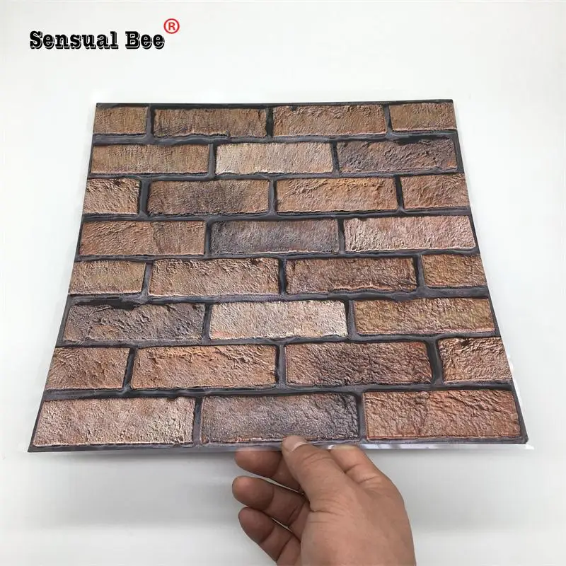 

3D Brick Stone Pattern Emboss Tiles Wall Sticker Kitchen Bathroom Tile Waist Line Wall Decals Home Decor Vinyl Reuse Art Mural