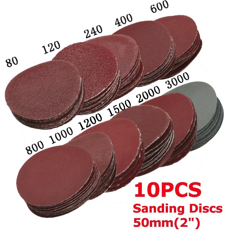 10pcs/set 2" 5cm Round Sanding Discs Polishing Pad Sander Paper Set 80-3000Grit