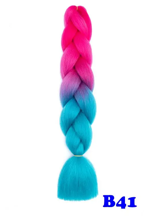 Luxury 24" 60cm Ombre Synthetic Crochet Hair Extensions Jumbo Braids Hairstyles Pink Red Blue Braiding Hair - Цвет: Зеленый