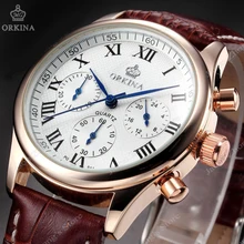 Relogio Masculino бренд Orkina Классические кварцевые часы с римским циферблатом с 6 стрелками и хронографом спортивные наручные часы Мужские часы