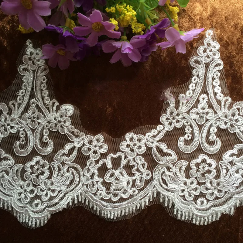 9 Yards High Quality Scalloped Eyelash Lace Trim Off White French Fabric Wedding Dresses Bridal Veils Decoration DIY Craft 